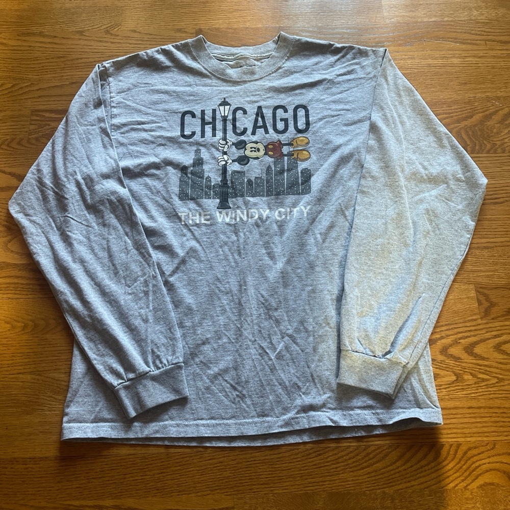 Gray Long Sleeve Disney Chicago Graphic Shirt